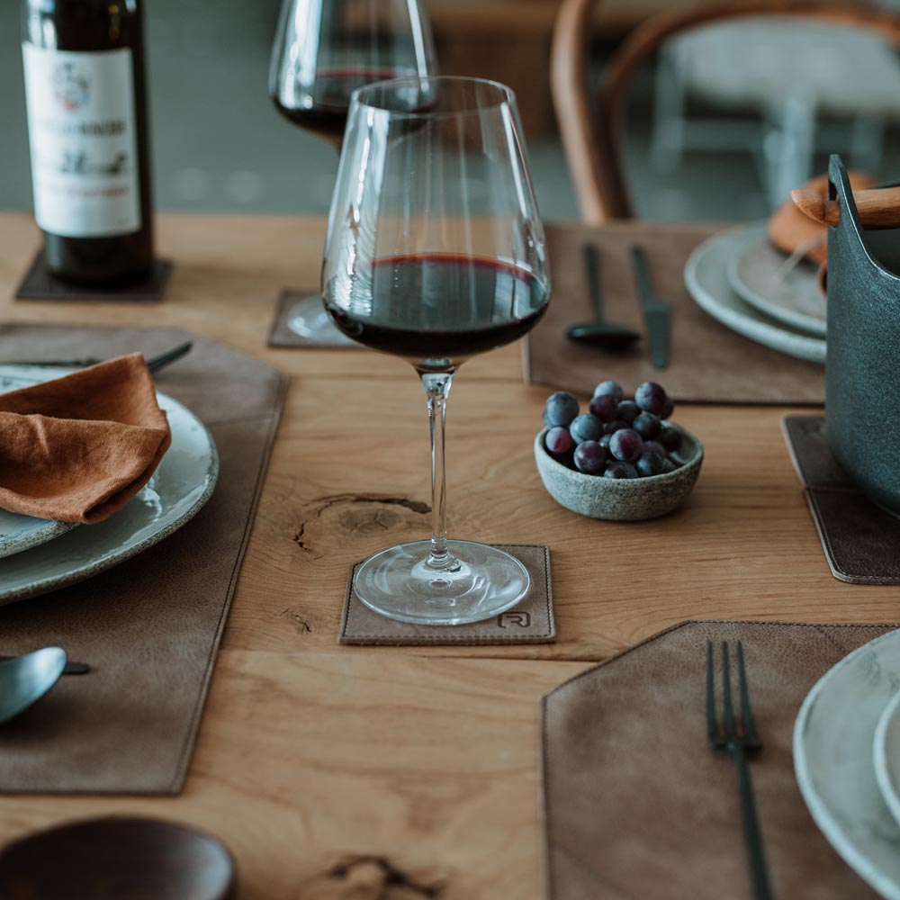 Dessous de verre en cuir 'Design' (6 pièces)