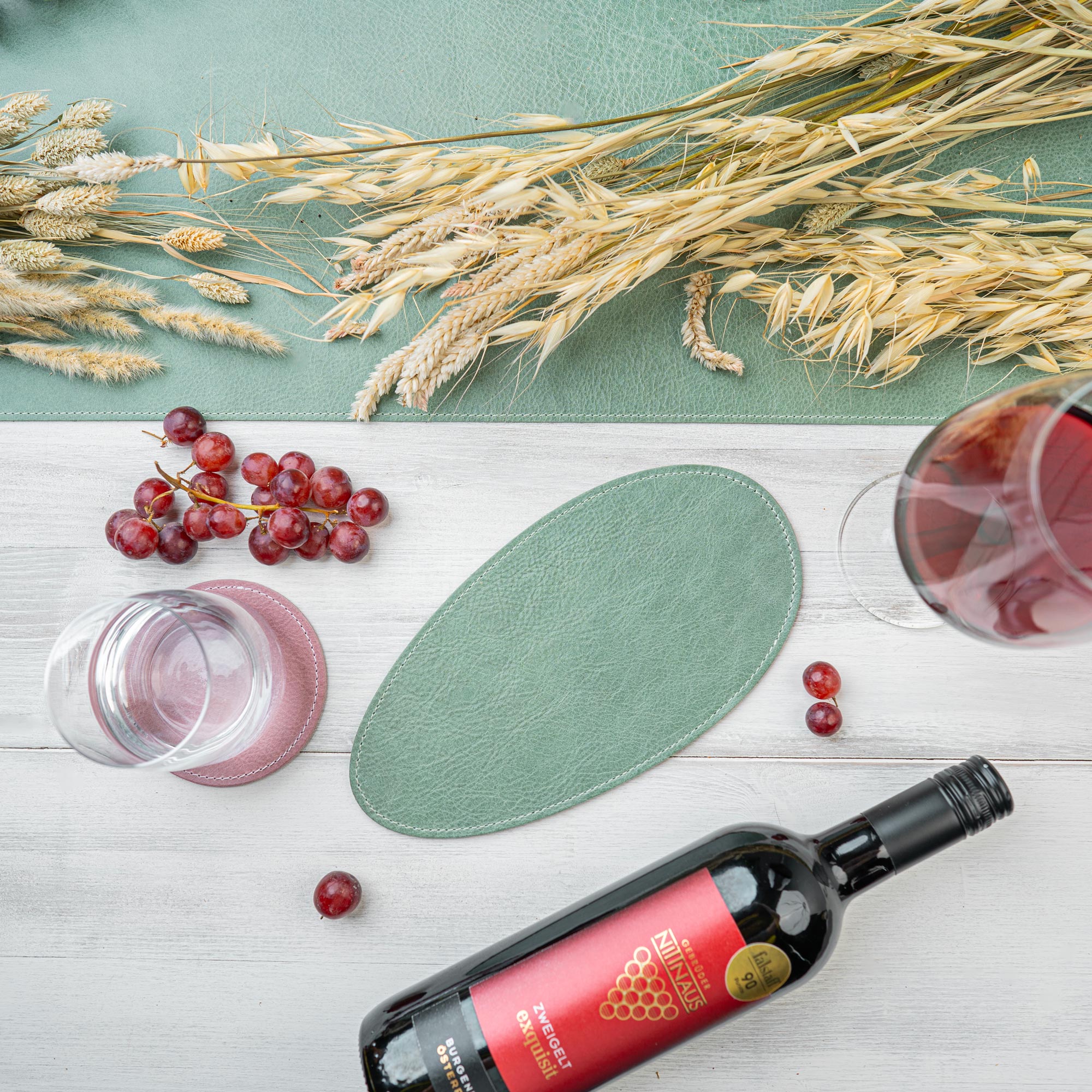 Glasuntersetzer aus Leder