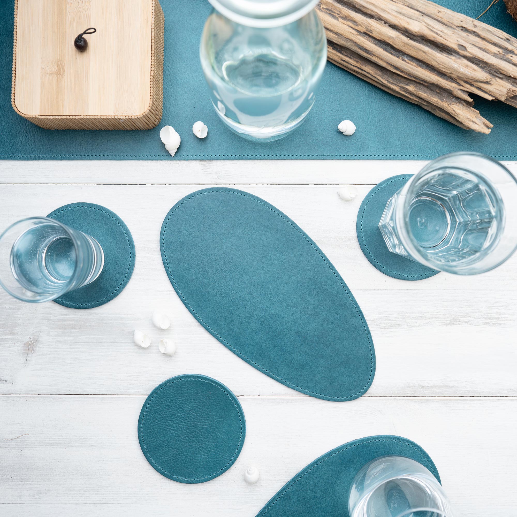 Dessous de verre en cuir 'Large'