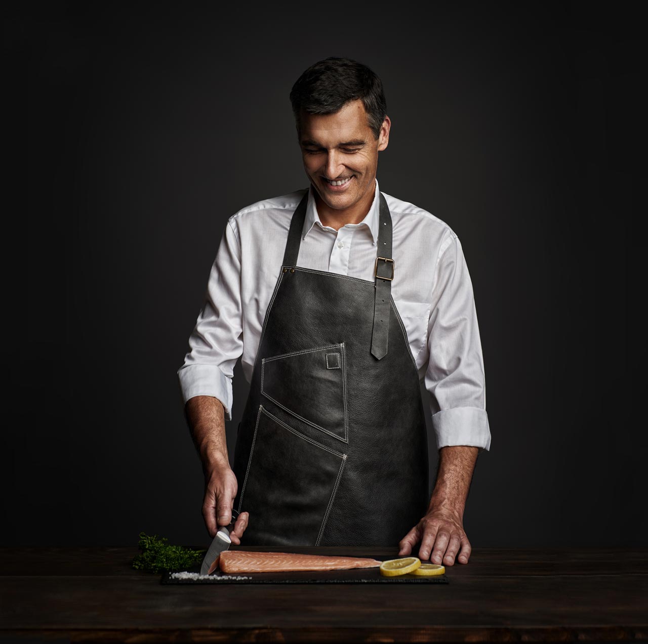 Tablier de cuisine en cuir 'Nero'