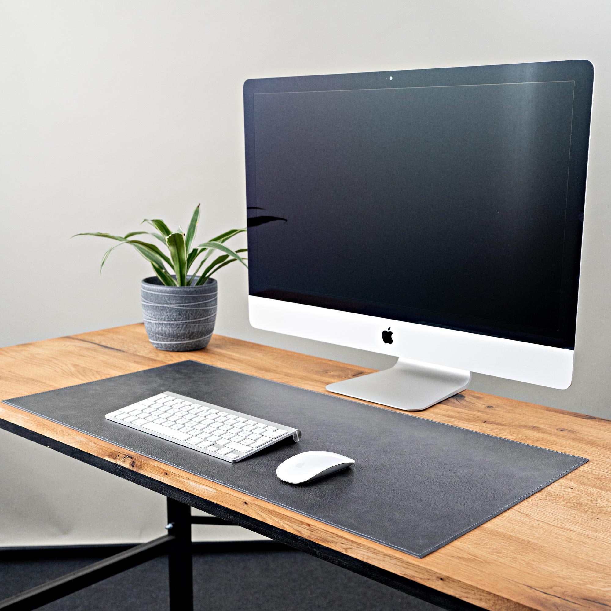 Sous-main cuir naturel gris béton