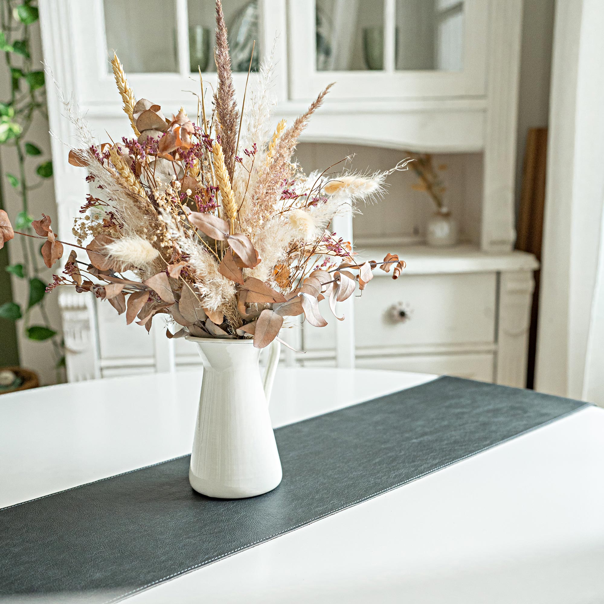 Echtleder Tischläufer Schwarz