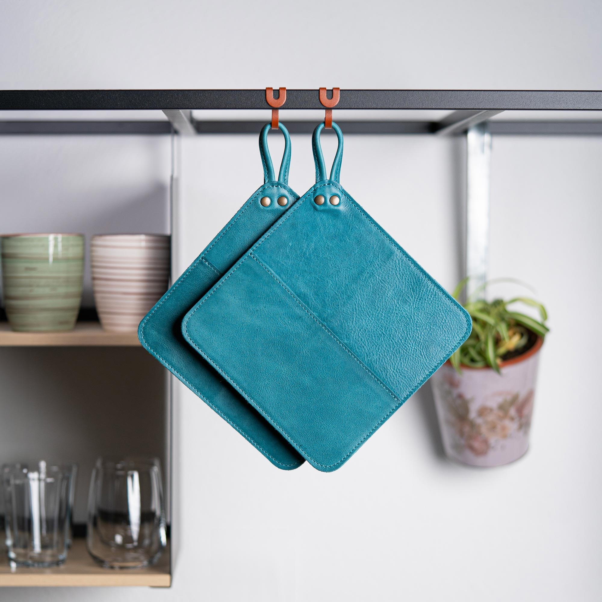 2 x Leather Potholders