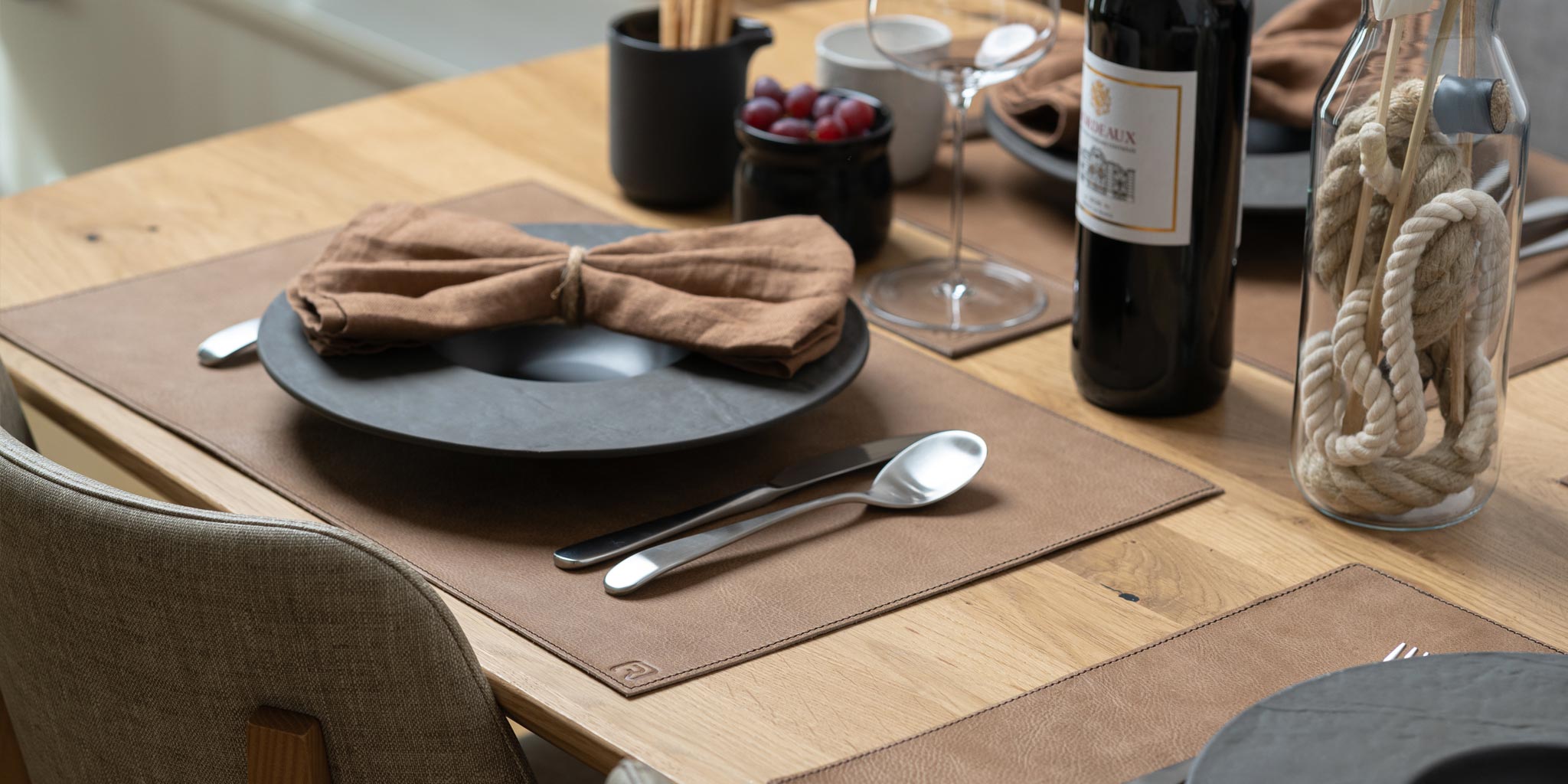 Echtleder Tischset Braun