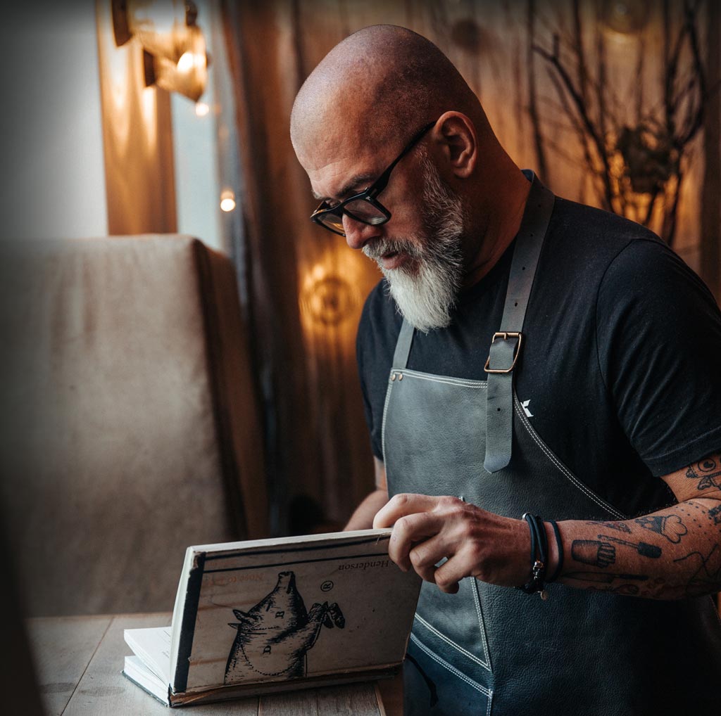 Tablier de cuisine en cuir 'Nero'