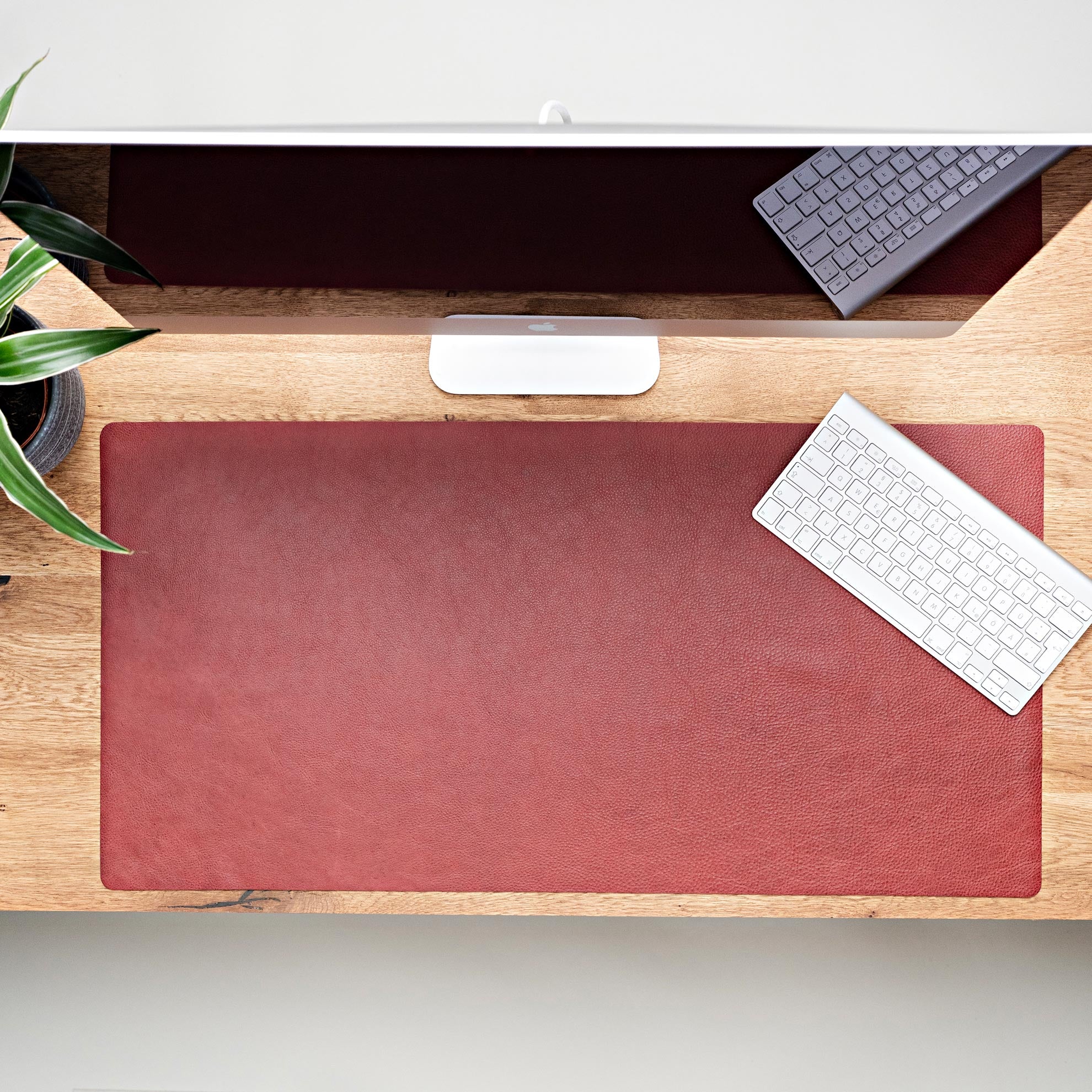 Sous-main cuir naturel rouge