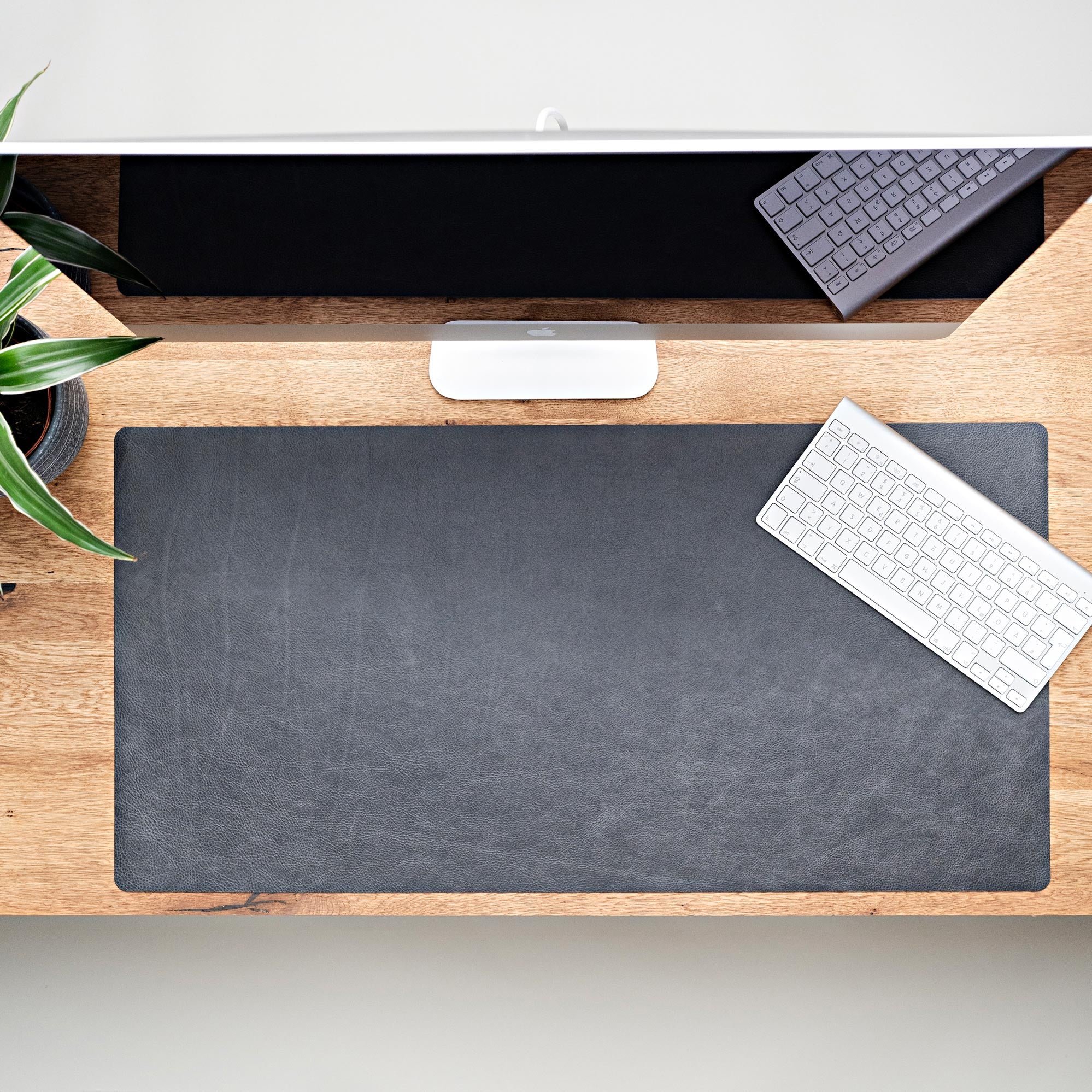 Sous-main cuir naturel gris béton