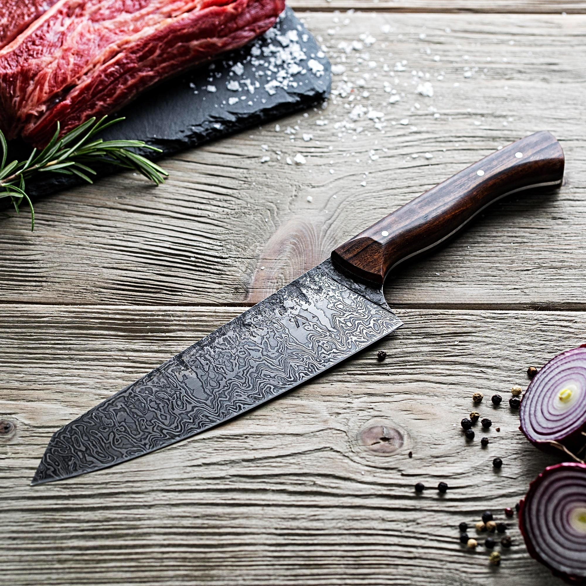 Couteaux de cuisine en damas