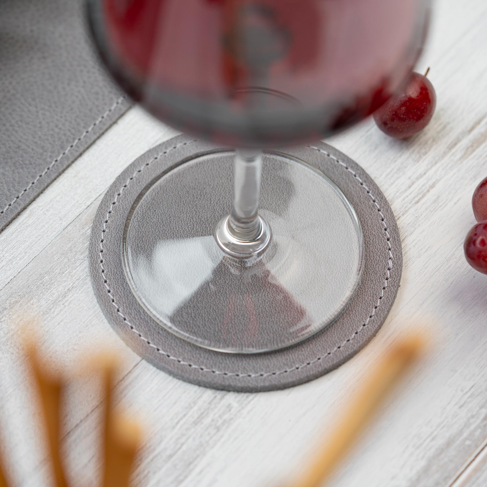 Dessous de verre en cuir 'Rond' (6 pièces)